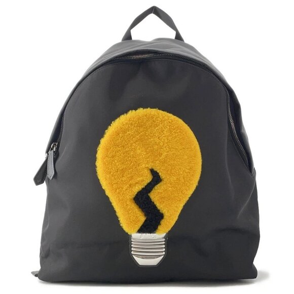 FENDI Backpack Light bulb Nylon Black/Yellow 7VZ016 - Picture 1 of 14